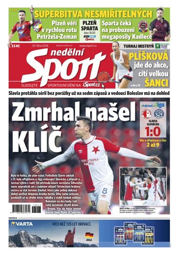 Obálka e-magazínu Nedělní Sport 23.10.2016