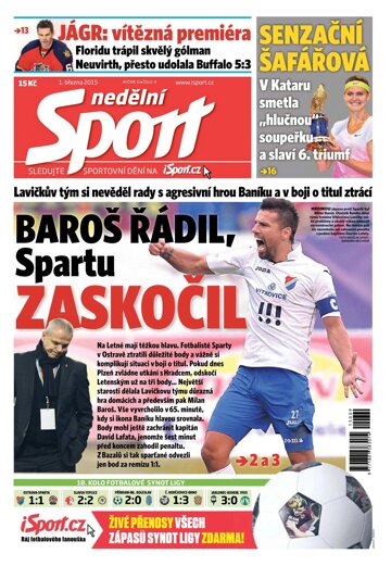 Obálka e-magazínu Nedělní Sport 1.3.2015