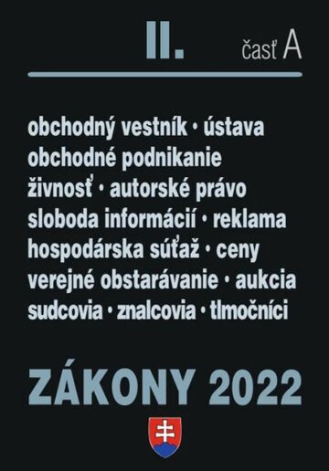 Obálka knihy Zákony 2022 II/A - Obchodné právo a živnostenský zákon