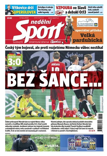 Obálka e-magazínu Nedělní Sport 9.10.2016