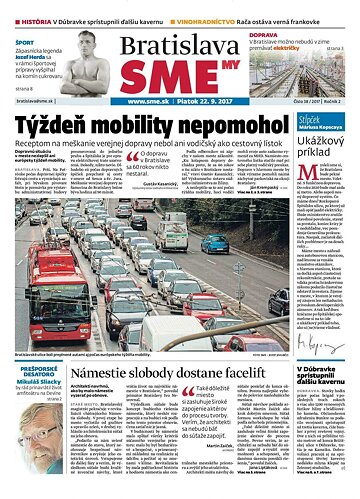 Obálka e-magazínu SME MY Bratislava 22/9/2017