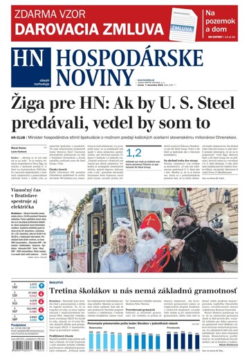 Obálka e-magazínu Hospodárske noviny 07.12.2016