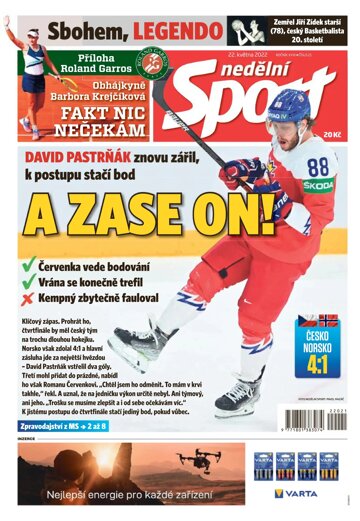 Obálka e-magazínu Nedělní Sport 22.5.2022
