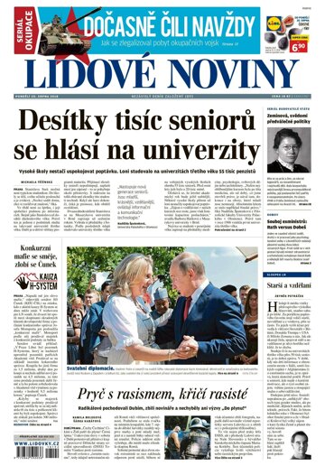 Obálka e-magazínu Lidové noviny 20.8.2018