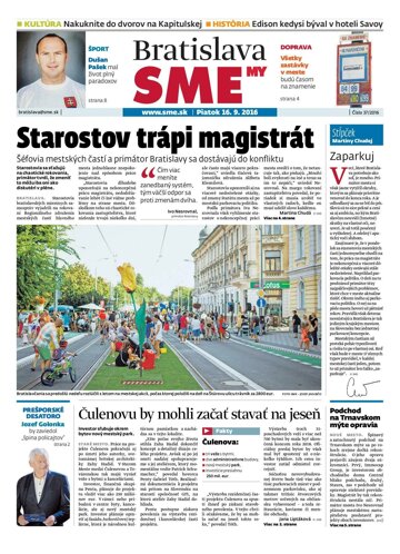 Obálka e-magazínu SME Bratislava 16/9/2016