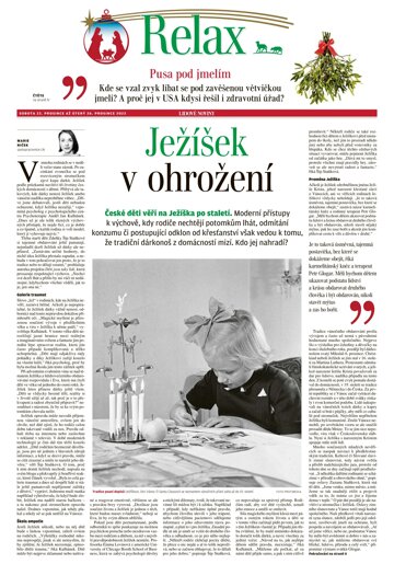 Obálka e-magazínu LN+ Čechy - 23.12.2023