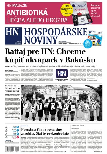 Obálka e-magazínu Hospodárske noviny 18.11.2016