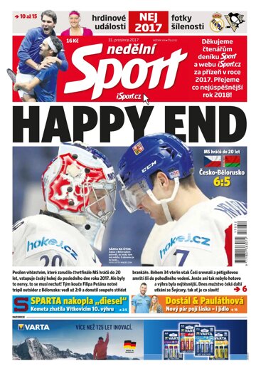 Obálka e-magazínu Nedělní Sport 31.12.2017