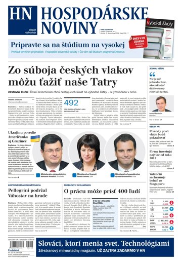 Obálka e-magazínu Hospodárske noviny 04.12.2014