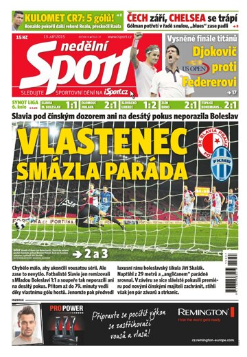 Obálka e-magazínu Nedělní Sport 13.9.2015