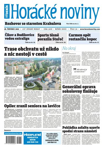 Obálka e-magazínu Horácké Noviny Čtvrtek 28.7.2022 č. 030