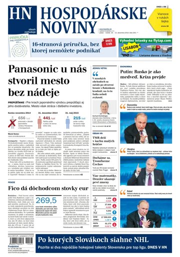 Obálka e-magazínu Hospodárske noviny 19.12.2014