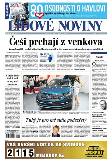 Obálka e-magazínu Lidové noviny 30.9.2016