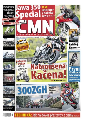 Obálka e-magazínu ČESKÉ MOTOCYKLOVÉ NOVINY 11/2018