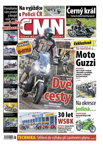 Obálka e-magazínu ČESKÉ MOTOCYKLOVÉ NOVINY 9/2018
