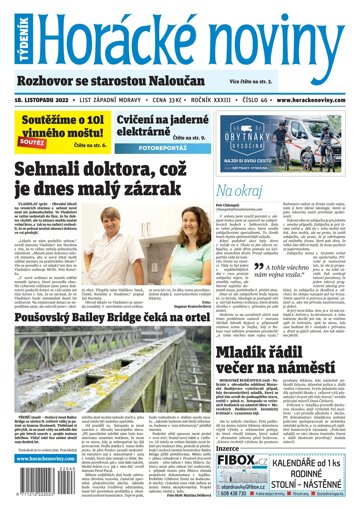 Obálka e-magazínu Horácké Noviny Čtvrtek 18.11.2022 č. 046