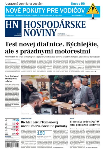 Obálka e-magazínu Hospodárske noviny 02.12.2015