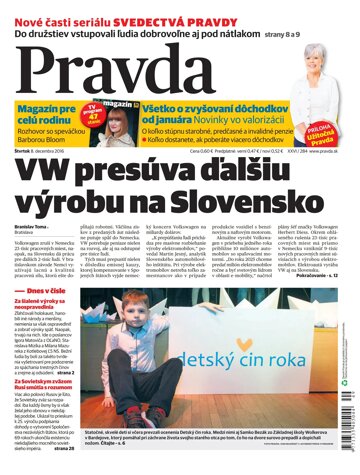 Obálka e-magazínu Pravda 8.12.2016