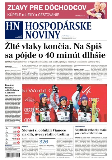 Obálka e-magazínu Hospodárske noviny 04.01.2017