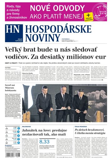 Obálka e-magazínu Hospodárske noviny 27.01.2016