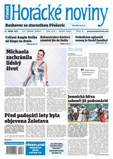 Obálka e-magazínu Horácké Noviny Čtvrtek 11.8.2022 č. 032