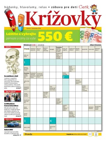 Obálka e-magazínu Krížovky 3. 12. 2016