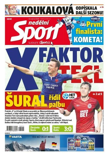 Obálka e-magazínu Nedělní Sport 8.4.2018