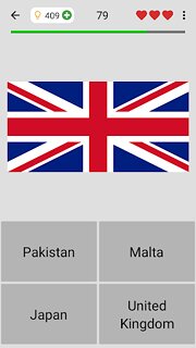 Snímek obrazovky aplikace Vlajky všech zemí světa - Kvíz