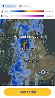 Snímek obrazovky aplikace počasí24: Počasí a Radar