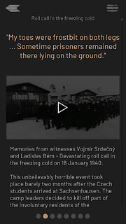 Snímek obrazovky aplikace Train to Sachsenhausen