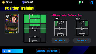 Snímek obrazovky aplikace eFootball PES 2020